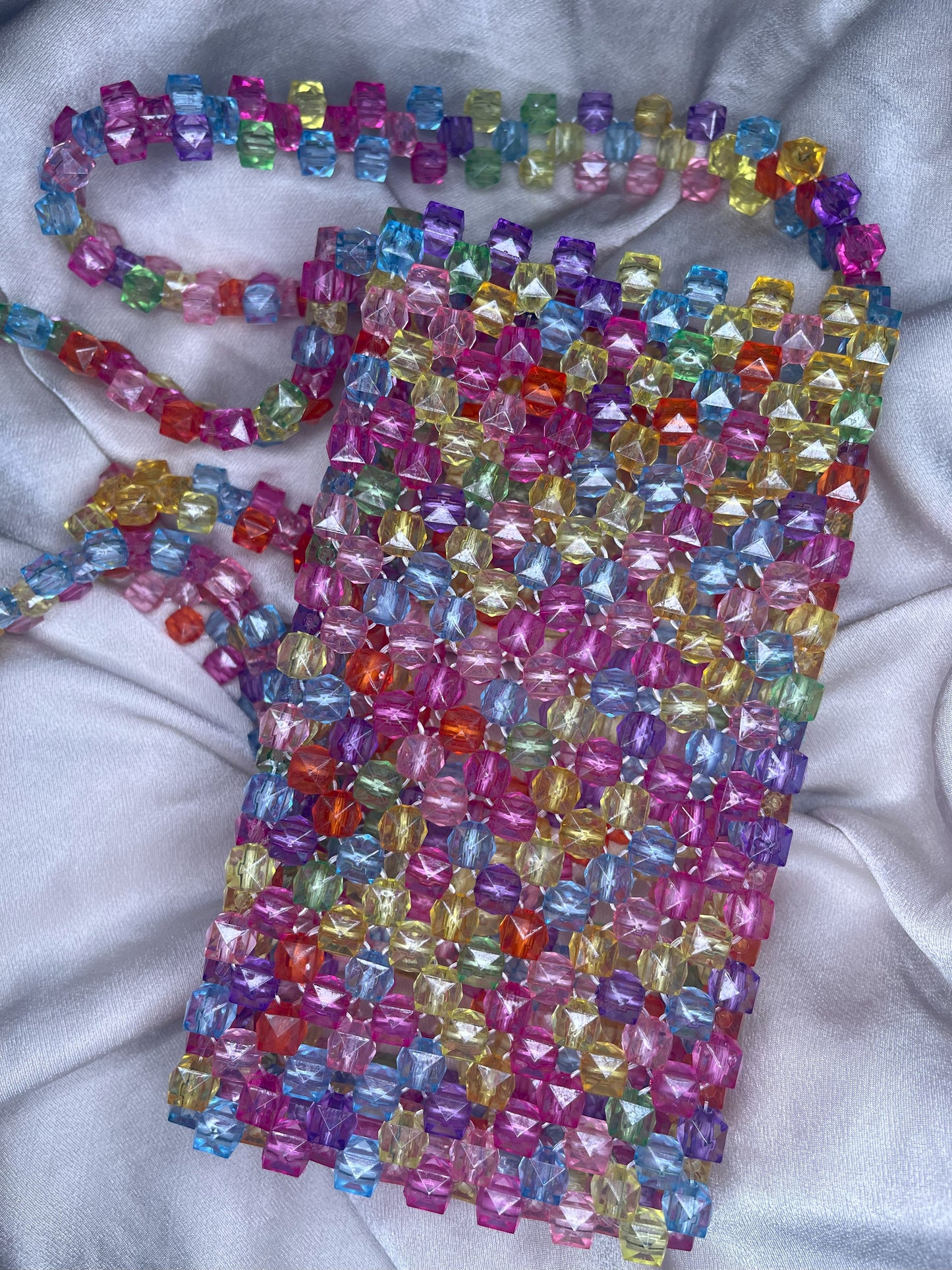 MODEL №17 multicolored square 8 mm beads bag