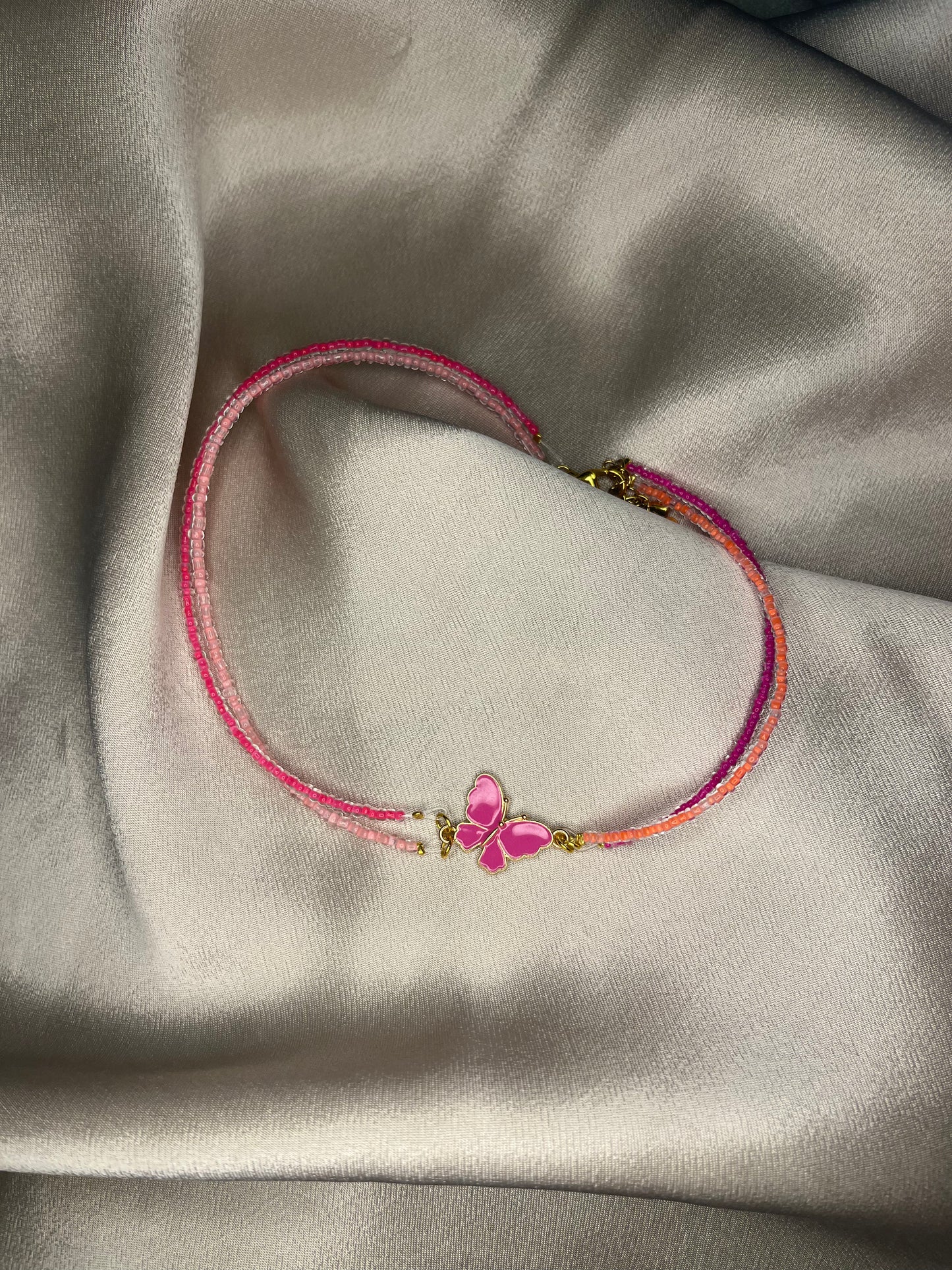 PINK BUTTERFLY handmade choker