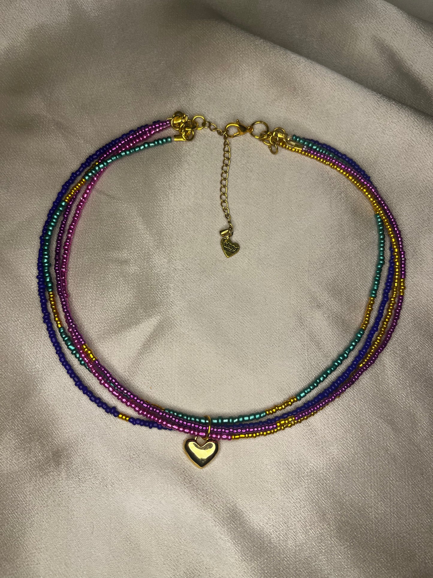 RAINBOW HEART handmade choker